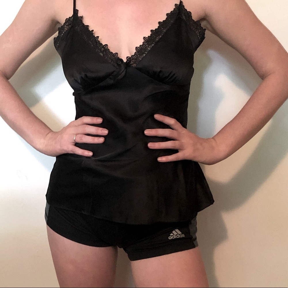 Satin Top With Lace Detail